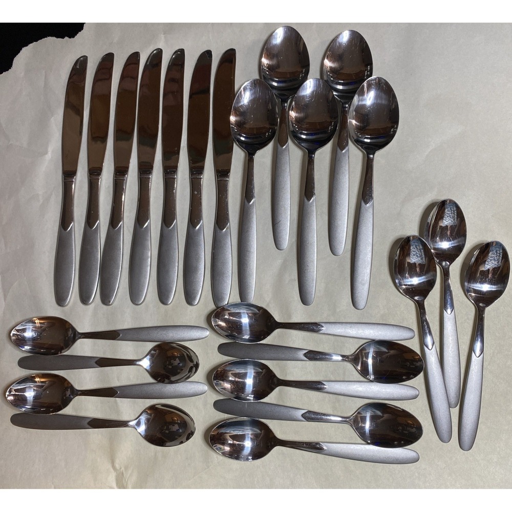 Crescent Stainless by Cambridge‎ Frost Handle, Glossy Bowl 24 Pc Lot